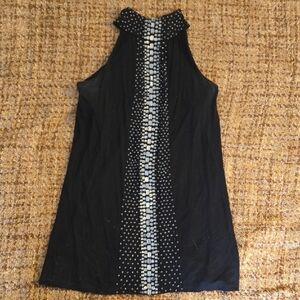 INC International Concepts Black Halter Top with Silver Accents